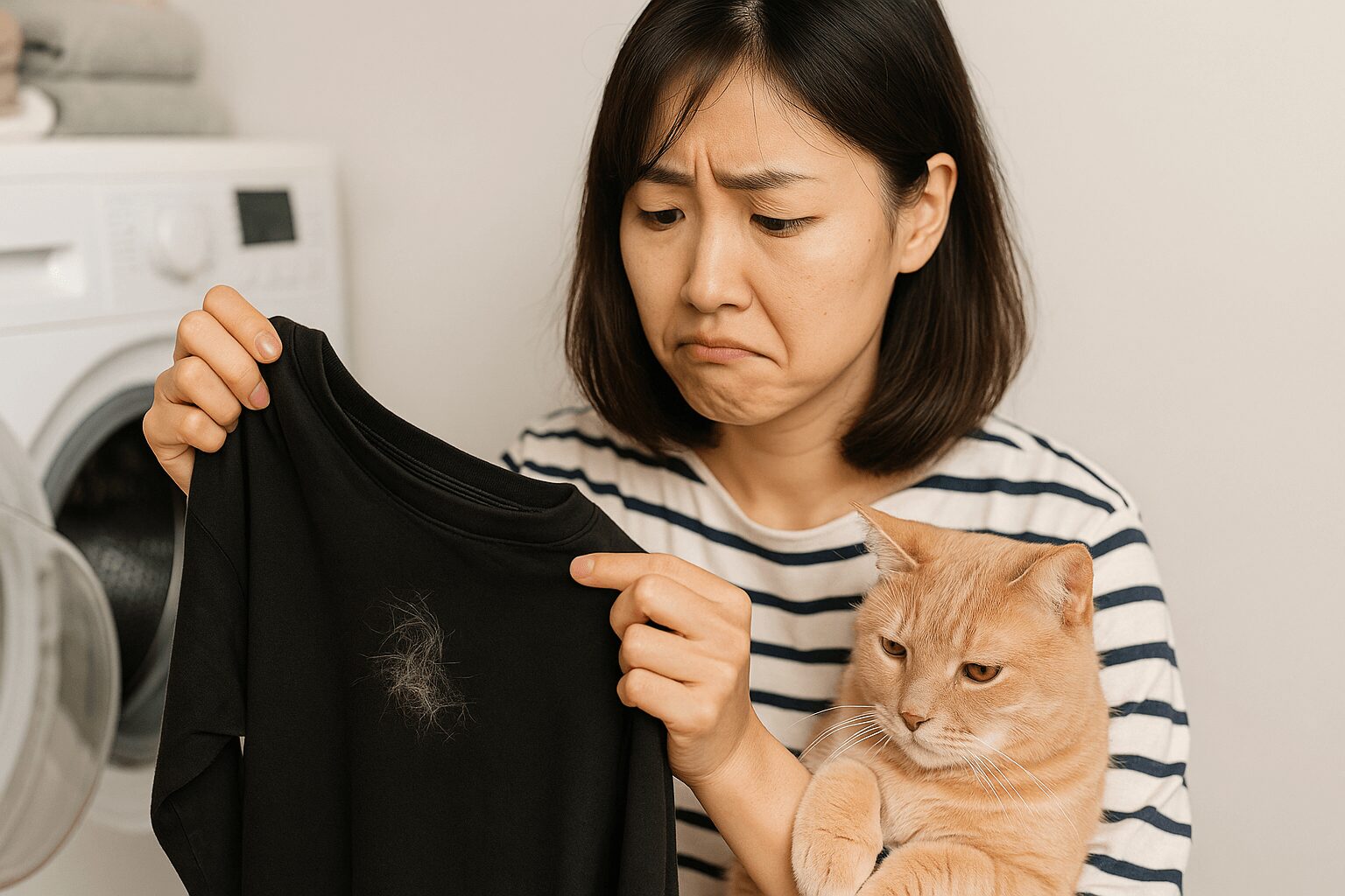 猫の毛　洗濯しても　取れない