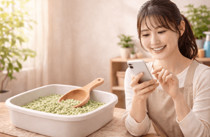 えんどう豆の猫砂の口コミと最安値情報