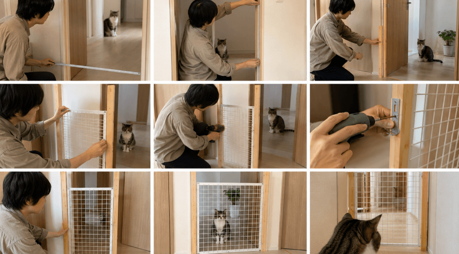 猫の脱走防止柵を採寸してワイヤーネットでDIYする手順